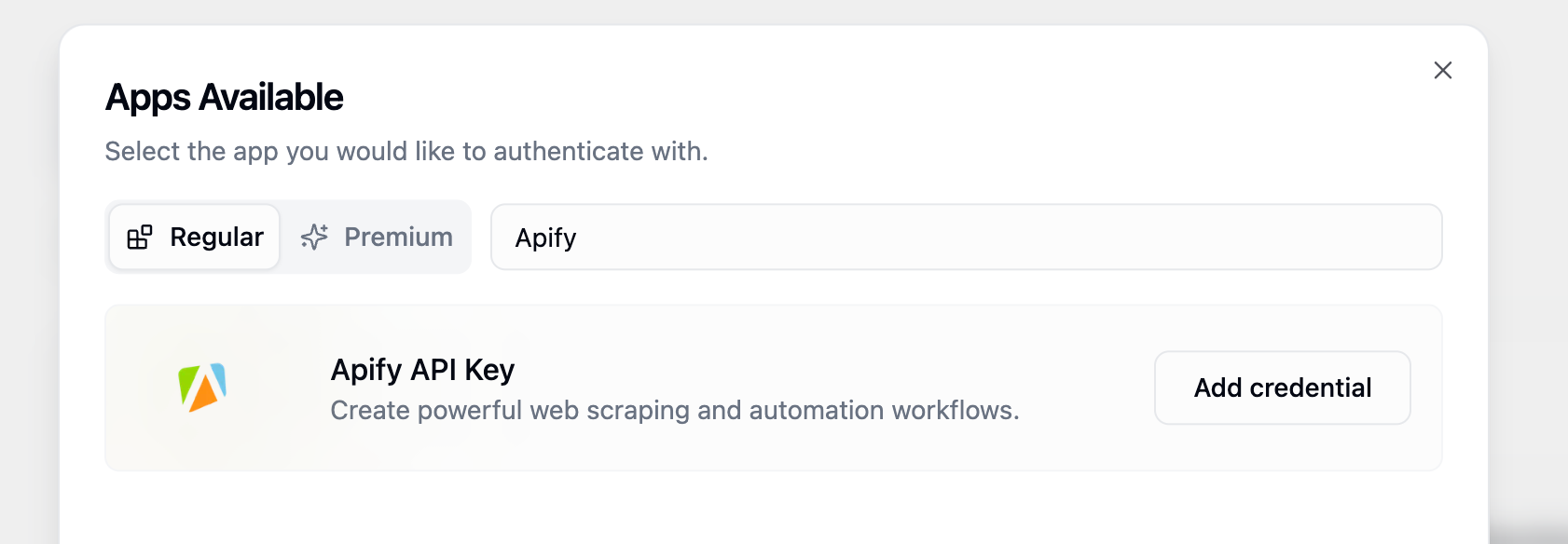 Gumloop Credentials adding Apify API key